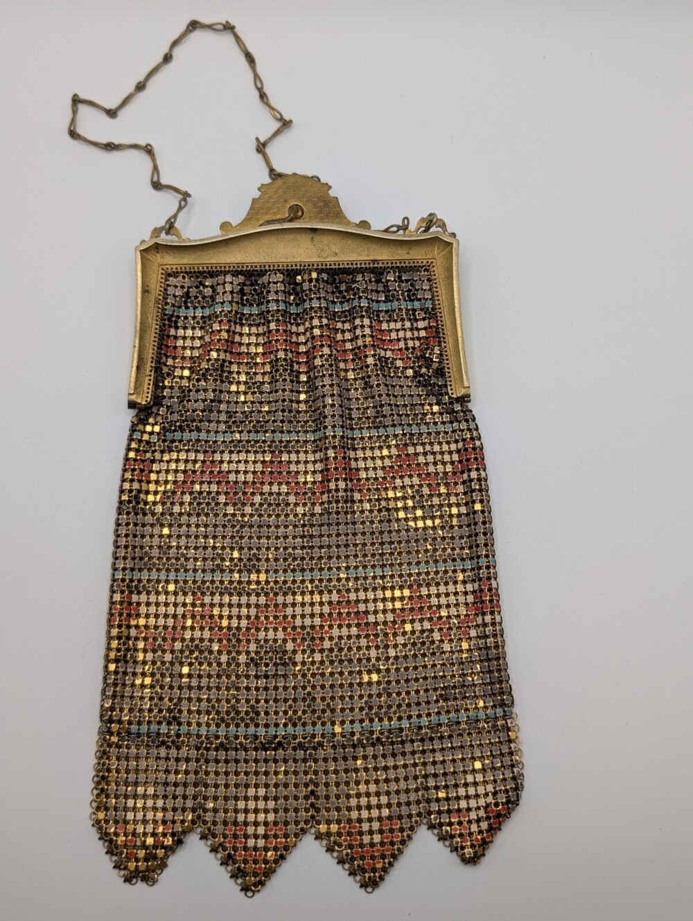 Antique Whiting & Davis Enamel Mesh Purse Art Deco Flapper Bag 1920s